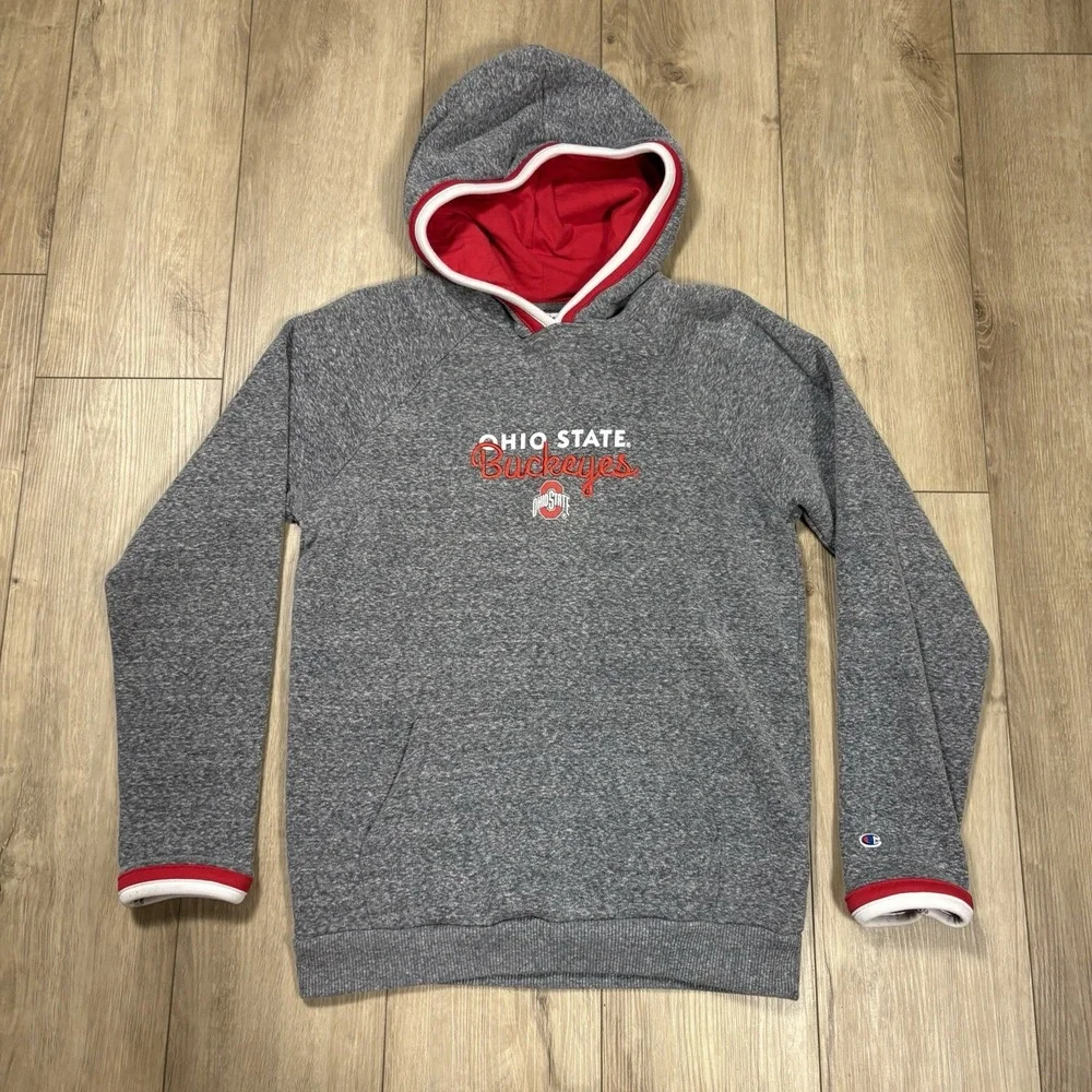 Champion Ohio State Buckeyes Pullover Hoodie Mens Small Gray‎ Fleece Sweatshirt